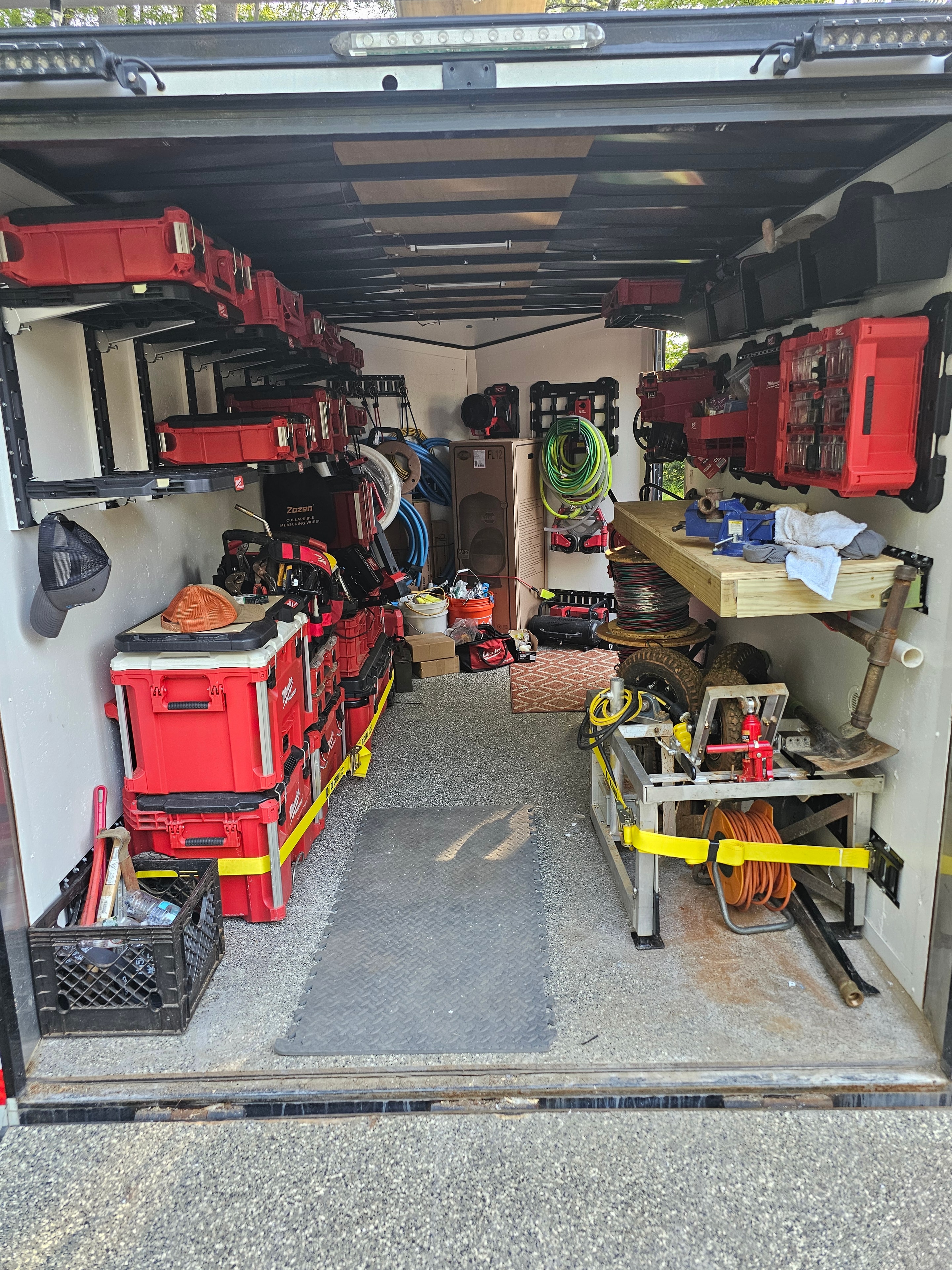 Garage with service tools and toolboxes